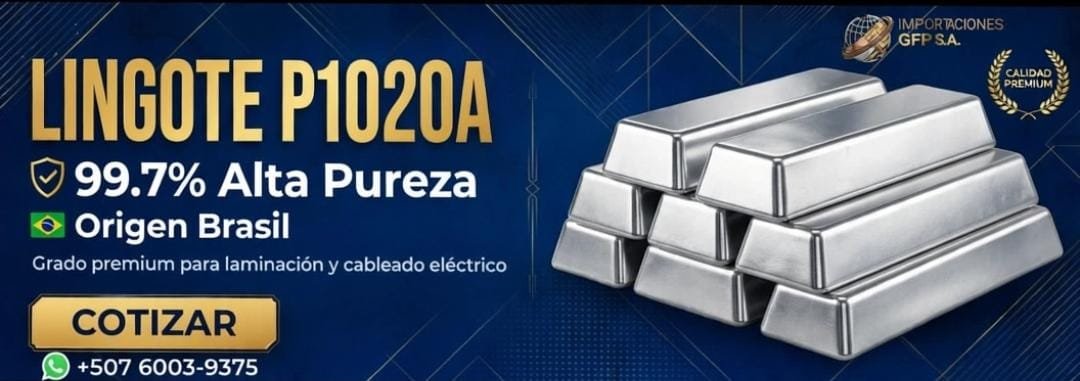 Lingotes de aluminio P1020A, pureza 99.7 %, origen Brasil